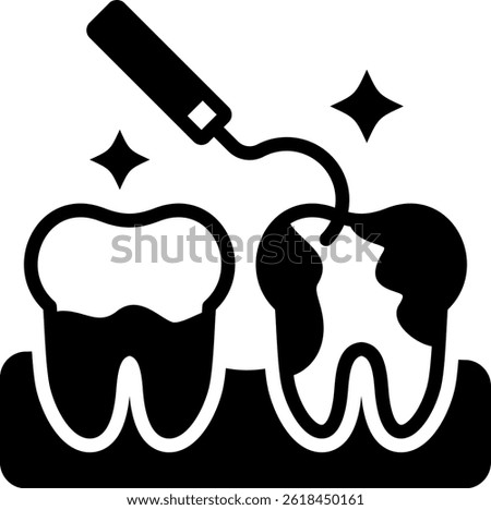 Dental Scaling Icon Mixed Vector Illustration