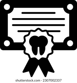 Concepto de graduación de la escuela dental, diseño de iconos vectoriales de certificación, símbolo dentista, signo de medicina oral, ilustración del instrumento dental
