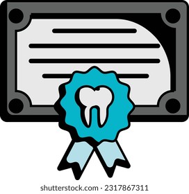 Konzept der zahnärztlichen Ausbildung, Zertifizierung, Vektorsymbol-Design der Dentalschule, Zahnsymbol, Orales Gesundheitszeichen, Stockillustration der Zahngeräte