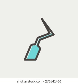 Línea delgada de icono de rascacielos dentales para diseño de web y móvil, minimalista moderno y plano. Icono del vector con contorno gris oscuro y color de desplazamiento en fondo gris claro.