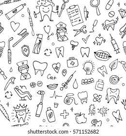 Dental seamless pattern, sketch for your design