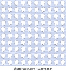 Dental seamless pattern with teeth on blue background