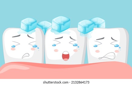 Dental and sensitive teeth on light blue background illustration