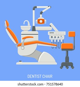 Dental Services Concept With Flat Icons Dentist Chair. Isolated Vector Illustration