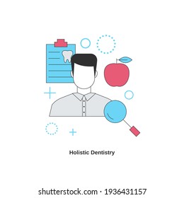 Dental Services Concept. Holistic Dentistry. Vector Illustration.