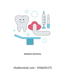 Dental services concept. Sedation dentistry. Vector illustration.