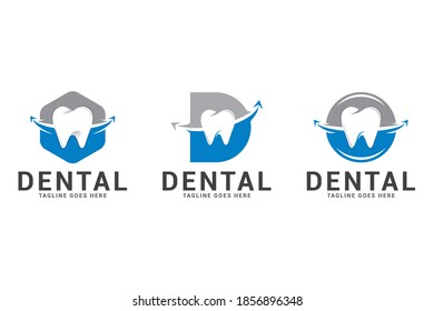 Dental set logo icon vector template. Simple design dental logo.