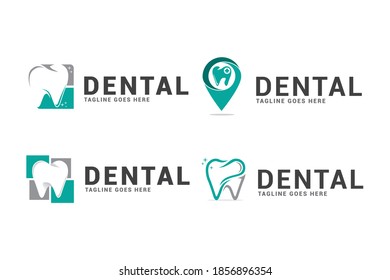 Dental set logo icon vector template. Simple design dental logo.