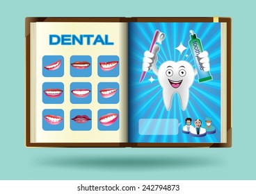 Dental set on notebook page vector illustration