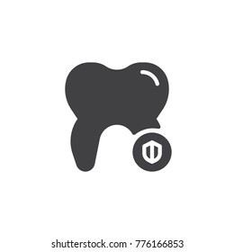 Dental shield icon vector, filled flat sign, solid pictogram isolated on white. Tooth protection symbol, logo illustration.