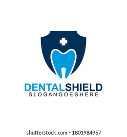 Dental shield Logo template design vector, emblem, design concept, creative symbol