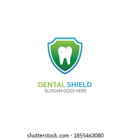 Dental shield Logo template design vector, emblem, design concept, creative symbol