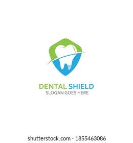 Dental shield Logo template design vector, emblem, design concept, creative symbol