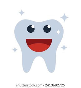 Dental smile cute icons, minimalist vector illustration and transparent graphic element. Isolated on white background