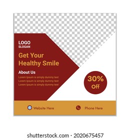 Dental Social Media Post Template, Editable Healthcare Social Media Banner Template
