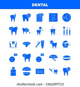 Dental Solid Glyph Icons Set For Infographics, Mobile UX/UI Kit And Print Design. Include: Dental, Tooth, Infected, Medical, Teeth, Collection Modern Infographic Logo and Pictogram. - Vector