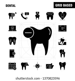 Dental Solid Glyph Icons Set For Infographics, Mobile UX/UI Kit And Print Design. Include: Tooth, Teeth, Dentist, Clean, Infected, Tooth, Collection Modern Infographic Logo and Pictogram. - Vector