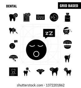 Dental Solid Glyph Icons Set For Infographics, Mobile UX/UI Kit And Print Design. Include: Dental, Tooth, Infected, Medical, Teeth, Dentist, Clean, Teeth, Collection Modern Infographic Logo and Pictog
