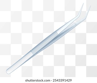 Pinças de aço dentário isoladas sobre fundo transparente. Ferramentas dentárias profissionais para monitoramento e tratamento de dentes humanos e cavidade oral. Ilustração realista do vetor 3d.