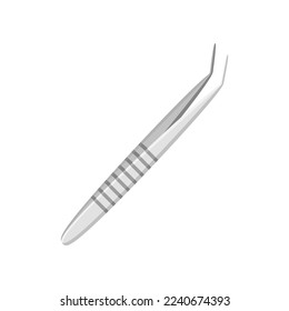 Dental steel tweezers vector illustration. Cartoon drawing of dentist tool, teeth care equipment isolated on white background. Oral or dental hygiene, medicine, care concept