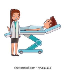 dental stretcher with patient and professional medical