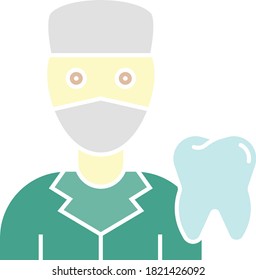 Dental Surgeaon Wearing Mask Vector Color Icon Design, Dentist Avatar, Oral Hygiene Symbol on White background