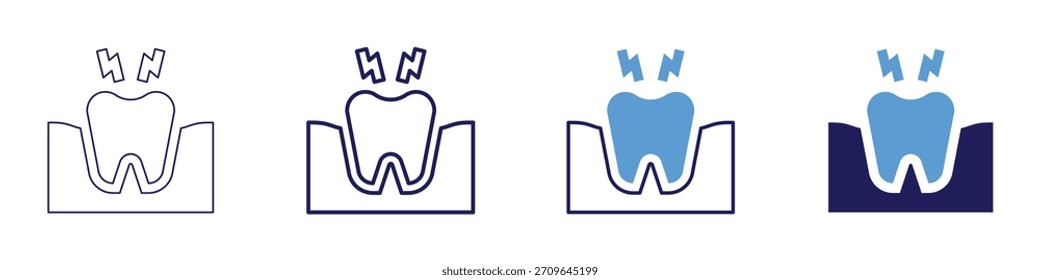 Icono de cirugía dental en 4 estilos diferentes. Línea delgada, línea, línea en negrita, duotono. Estilo duotono. Trazo editable.