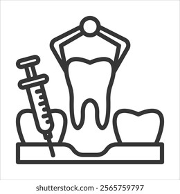 Dental Surgery Icon Vector Illustration Outline Style