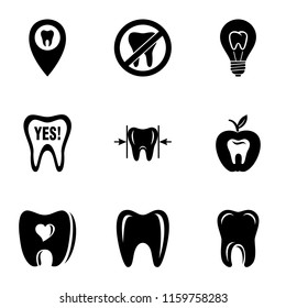 Dental surgery icons set. Simple set of 9 dental surgery vector icons for web isolated on white background