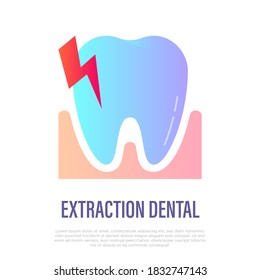 Dental surgery: tooth extraction. Dentistry. Flat gradient icon. Vector illustration.