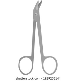 Dental surgical scissors medical tool vector. Orthodontist professional instrument isolated on white background. Dentistry, tooth care and medicine