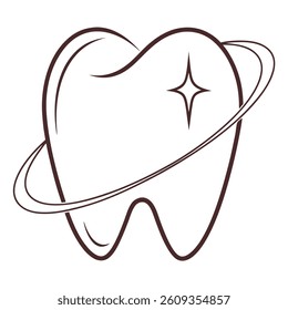 Dental Symbol with Cosmic Star Vector line art.