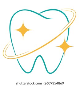 Dental Symbol with Cosmic Star Vector line art.