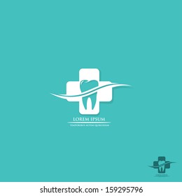Dental symbol with tooth and cross - vector illustration