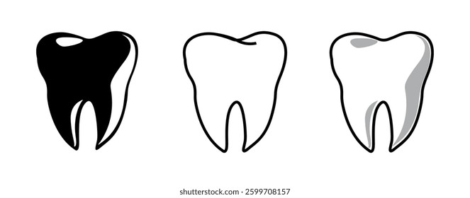 Dental symbols, tooth icon vector illustration, line icon tooth clipart, set of tooth icon, Dentist clinic logo isolated, clinic logo vector.