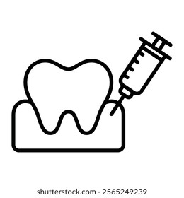 Dental syringe icon line vector design template with trendy style