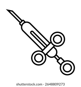 Dental Syringe outline icon isolated on white