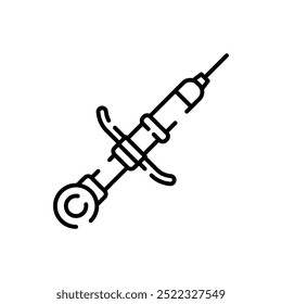 Ícone de contorno de seringa dentária, ilustração vetorial