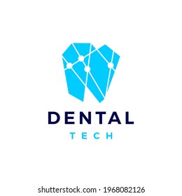 dental tech geometric connection logo vector icon illustration