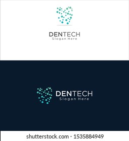 Dental Tech Logo Design Template . Abstract teeth dental care logo Design Vector Stock 