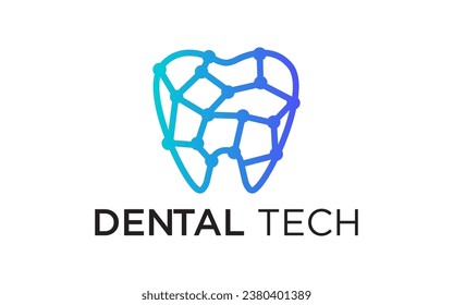 Diseño del logo vectorial de tecnología dental. logotipo de dentista	
