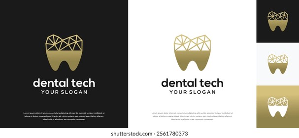 Dental technology logo design template. Dental digital technology logo design vector icon