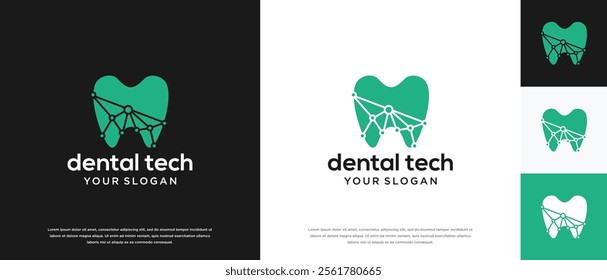 Dental technology logo design template. Dental digital technology logo design vector icon