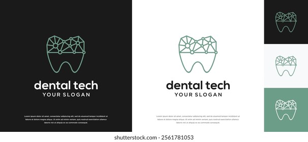 Dental technology logo design template. Dental digital technology logo design vector icon