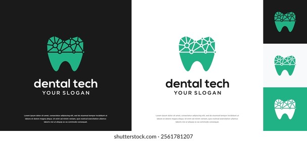 Dental technology logo design template. Dental digital technology logo design vector icon