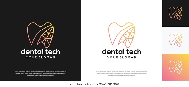 Dental technology logo design template. Dental digital technology logo design vector icon