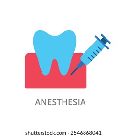 Dentes dentários anestesia ícone vetor. Símbolo de injeção dentária de dentista ícone de ilustração plana