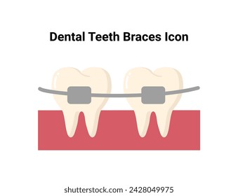 Dental teeth brace flat illustration. Dentistry and orthodontics vector illustration. Dental clinic services, stomatology, dentistry, orthodontics, oral health care and hygiene vector.