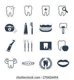 Dental and teeth health icon set