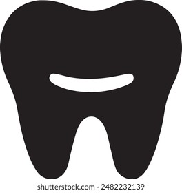 Icono de dientes dentales Vector negro silueta fondo blanco